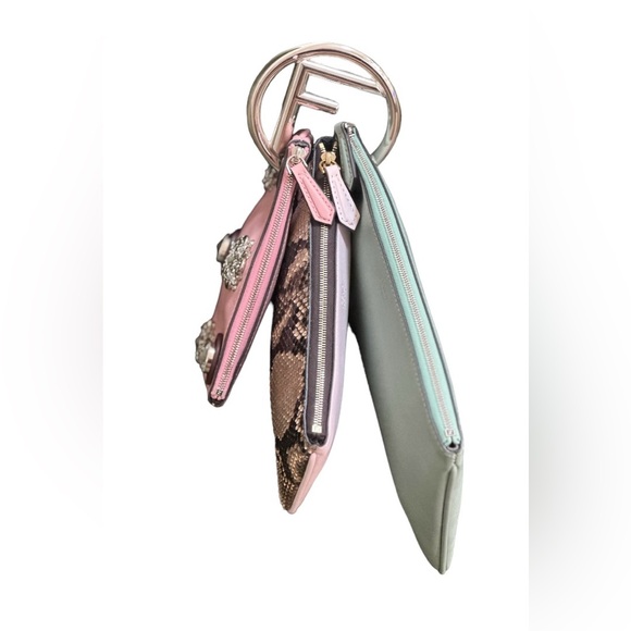 Fendi Triplet Clutch Bag - Light Green Pink Multi Leather (python) - Picture 3 of 4